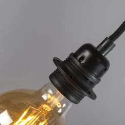 QAZQA Suspensions Suspension En Acier Noir -Luminaires Contemporain Soldes suspension en acier noir 24