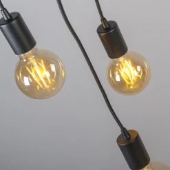 QAZQA Suspensions Suspension En Acier Noir -Luminaires Contemporain Soldes suspension en acier noir 48