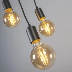 QAZQA Suspensions Suspension En Acier Noir -Luminaires Contemporain Soldes suspension en acier noir 49