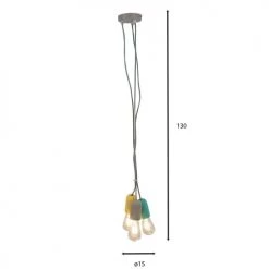 Pirouette Paris Suspensions Suspension En Béton 3 Douilles Gris Jaune Et Vert -Luminaires Contemporain Soldes suspension en beton 3 douilles gris jaune et vert 3