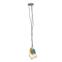 Pirouette Paris Suspensions Suspension En Béton 3 Douilles Gris Jaune Et Vert -Luminaires Contemporain Soldes suspension en beton 3 douilles gris jaune et vert 4