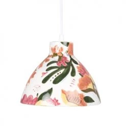 Maisons Du Monde Suspensions Suspension En Céramique Blanche, Fleurs Orange, Jaunes Et Vertes