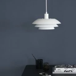 Dyberg Larsen Suspensions Suspension En Métal Blanc Mat, H 15 Cm D 31 Cm -Luminaires Contemporain Soldes suspension en metal blanc mat h 15 cm d 31 cm 2