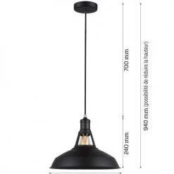 Lussiol Lighting Suspensions Suspension En Métal Noir D. 31 Cm -Luminaires Contemporain Soldes suspension en metal noir d 31 cm 3