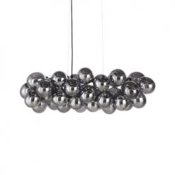 Maisons Du Monde Suspensions Suspension En Métal Noir Mat Et Globes En Verre Fumé D80