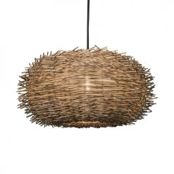QAZQA Suspensions Suspension En Rotin Marron -Luminaires Contemporain Soldes suspension en rotin marron 3