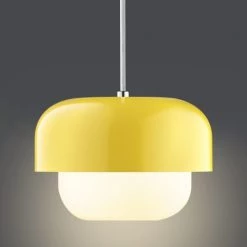 Dyberg Larsen Suspensions Suspension En Verre Et Métal Jaune, H 15 Cm D 23 Cm -Luminaires Contemporain Soldes suspension en verre et metal jaune h 15 cm d 23 cm 2