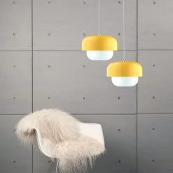 Dyberg Larsen Suspensions Suspension En Verre Et Métal Jaune, H 15 Cm D 23 Cm -Luminaires Contemporain Soldes suspension en verre et metal jaune h 15 cm d 23 cm 3