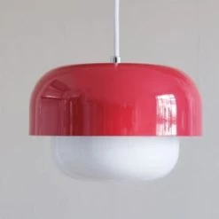 Dyberg Larsen Suspensions Suspension En Verre Et Métal Rouge Clair, H 15 Cm D 23 Cm -Luminaires Contemporain Soldes suspension en verre et metal rouge clair h 15 cm d 23 cm 2
