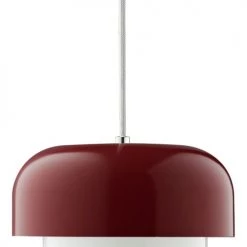 Dyberg Larsen Suspensions Suspension En Verre Et Métal Rouge Fonçé, H 15 Cm D 23 Cm