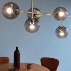 Dyberg Larsen Suspensions Suspension En Verre Fumé Et Laiton, H 48 Cm D 94 Cm -Luminaires Contemporain Soldes suspension en verre fume et laiton h 48 cm d 94 cm 2