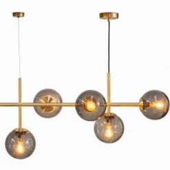 Dyberg Larsen Suspensions Suspension En Verre Fumé Et Laiton, H 48 Cm D 94 Cm