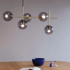 Dyberg Larsen Suspensions Suspension En Verre Fumé Et Laiton, H 48 Cm D 94 Cm -Luminaires Contemporain Soldes suspension en verre fume et laiton h 48 cm d 94 cm 4
