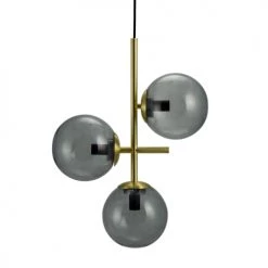 Dyberg Larsen Suspensions Suspension En Verre Fumé Et Laiton, H 60 Cm D 33 Cm