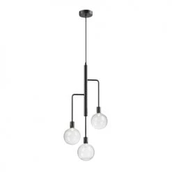 Dyberg Larsen Suspensions Suspension En Verre Fumé Et Métal Noir, H 71 Cm D 32,5 Cm