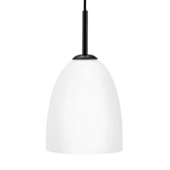 Dyberg Larsen Suspensions Suspension En Verre Opale Et Métal Noir, H 35 Cm D 18 Cm