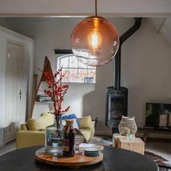 QAZQA Suspensions Suspension En Verre Rose -Luminaires Contemporain Soldes suspension en verre rose 16