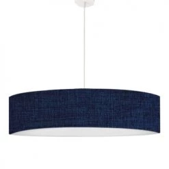 Abat-jours Suspensions Suspension Imprimée Effet Lin Bleu Foncé T 50 X H 25