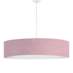 Abat-jours Suspensions Suspension Imprimée Effet Lin Gris Clair T 50 X H 25 -Luminaires Contemporain Soldes suspension imprimee effet lin rose t 50 x h 25 12