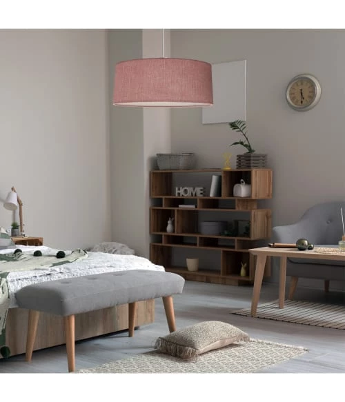 Abat-jours Suspensions Suspension Imprimée Effet Lin Rose T 50 X H 25 2 Abat-jours Suspensions Suspension Imprimée Effet Lin Rose T 50 X H 25 – Image 2