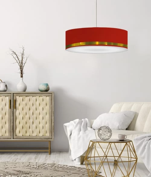 Abat-jours Suspensions Suspension Jonc Rouge Et Or T 65 X H 25 2 Abat-jours Suspensions Suspension Jonc Rouge Et Or T 65 X H 25 – Image 2